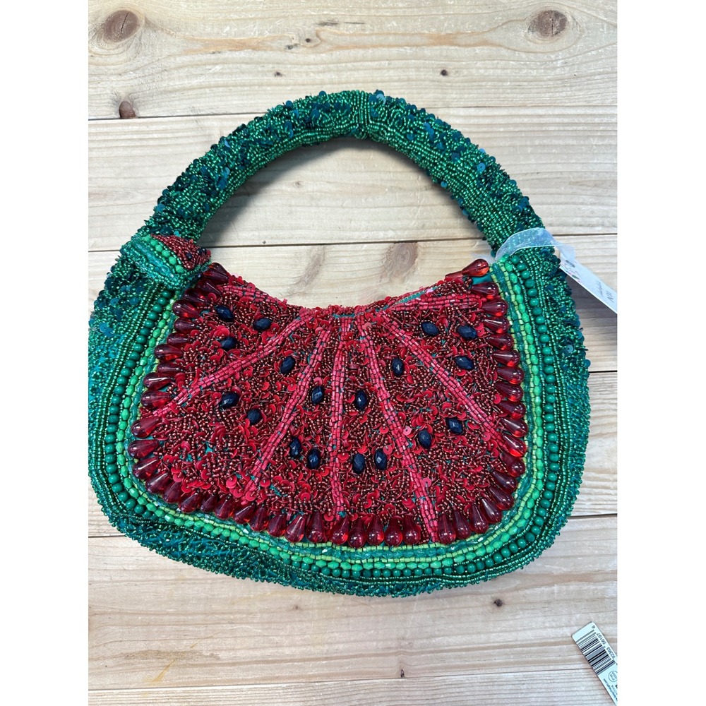 Made in India Handcrafted Beaded Watermelon Handbag Fruit Novelty Purse NEW